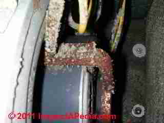 Photo of mold on an air conditionre blower motor bracket (C) Daniel Friedman